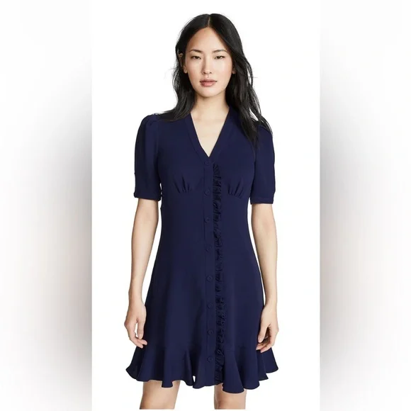 Shoshana Navy Ruffle Spiaggia Dress